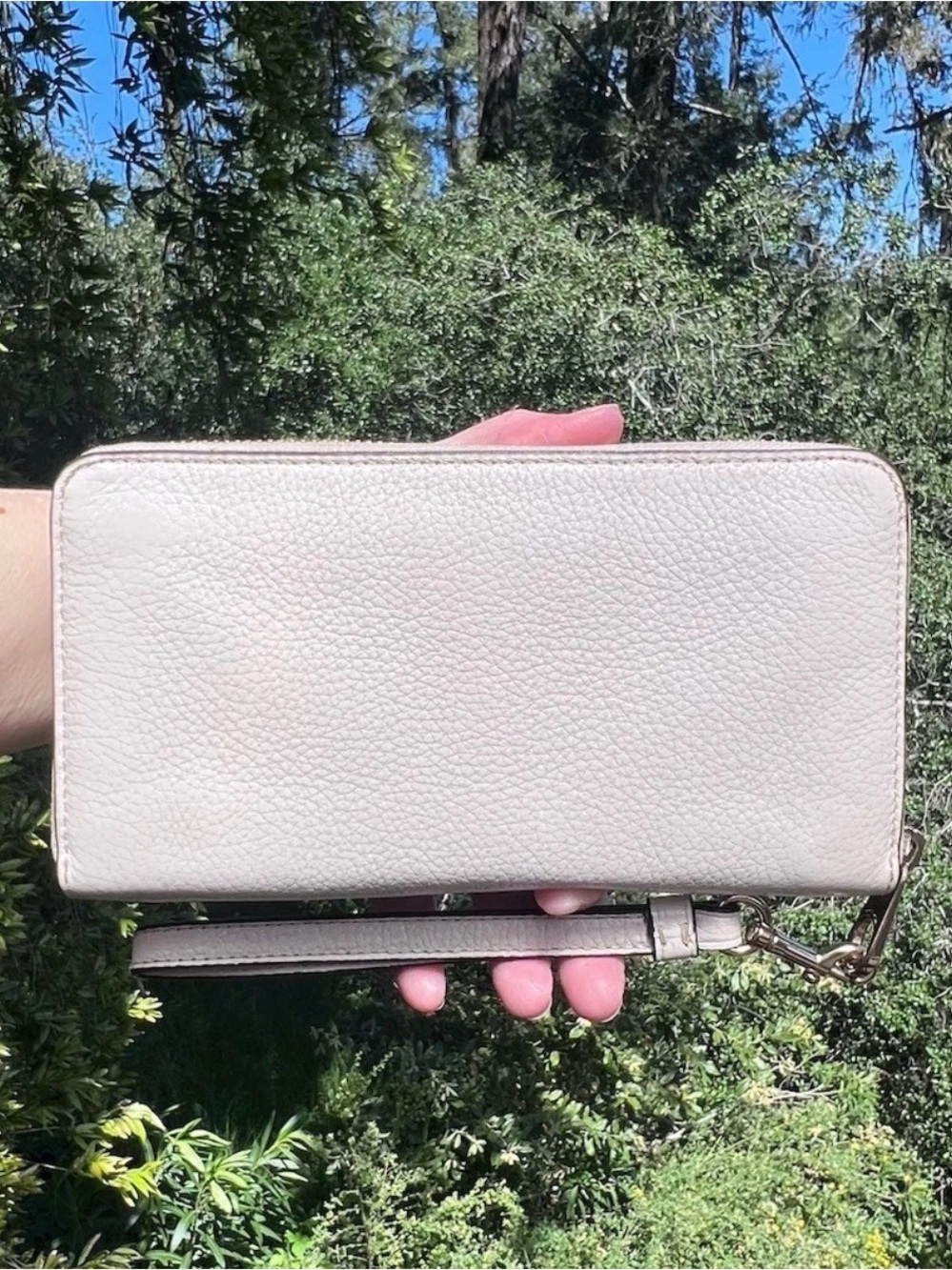 COACH Long Zip-Around Pebble Leather Wallet w Chalk White with Gold Hardware - Picture 2 of 10